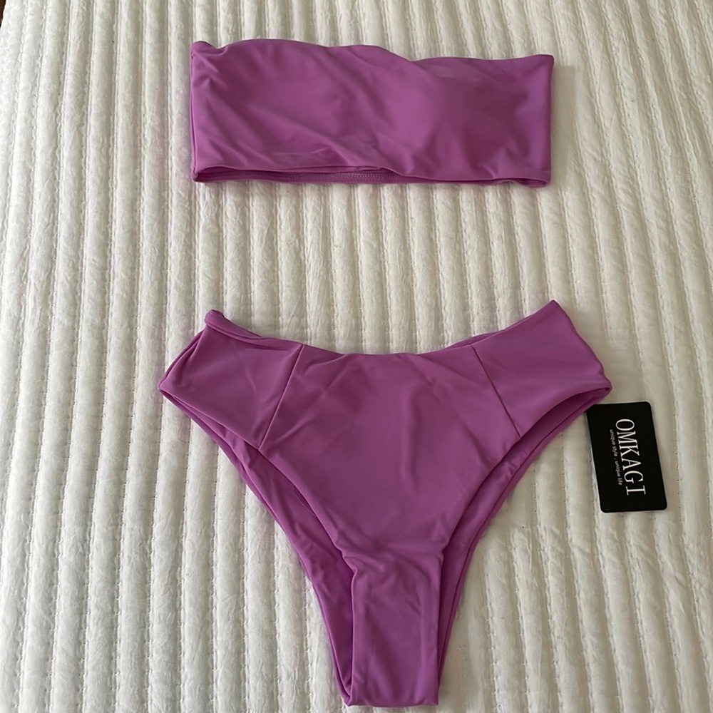 Omkagi purple high waist bandeau bikini *NEW NEVER WORN*